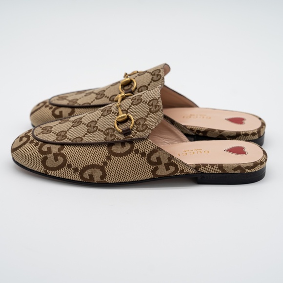 size 37G 7 US Gucci Jumbo GG Princetown Horsebit Mules Slip On Beige Brown - Picture 4 of 14